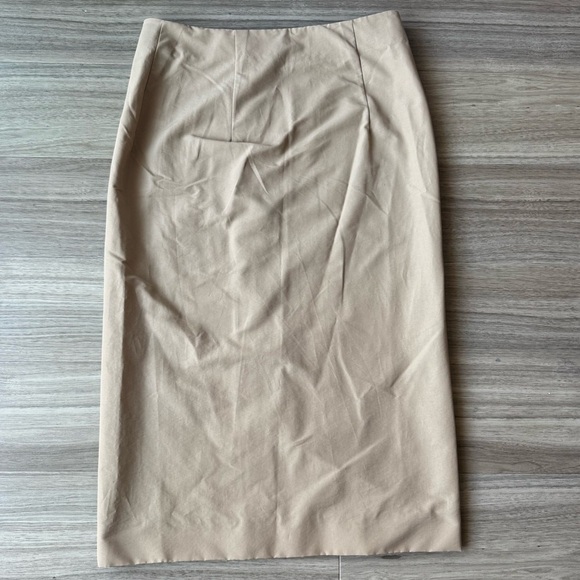 COS Tan Zipper Front Cotton Nylon Blend Skirt Size Medium - Picture 2 of 5